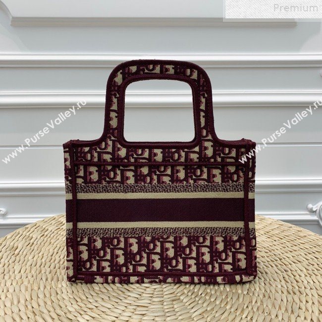 Dior Oblique Canvas Mini Book Tote Burgundy 2019 (WEIP-9072556)