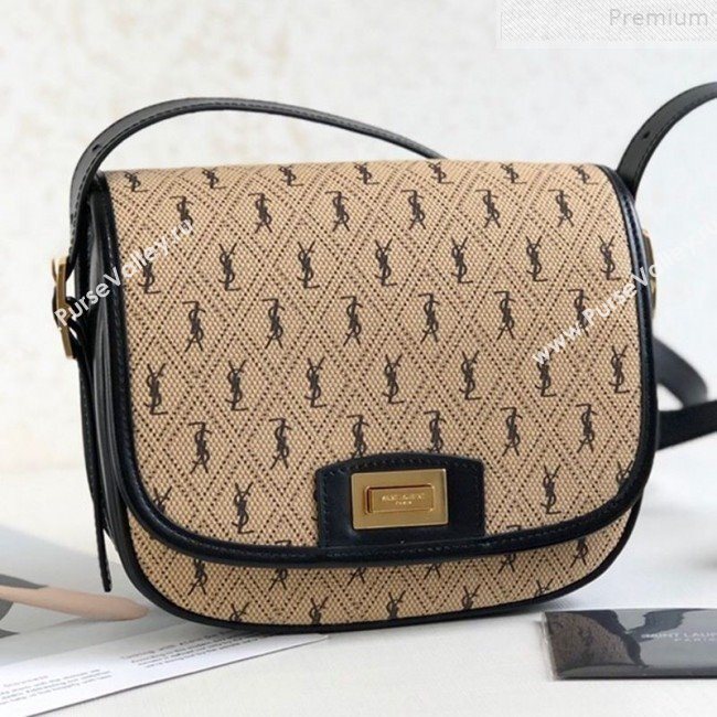 Saint Laurent Monogram Canvas All Over Logo Small Satchel Shoulder Bag 585005 Beige 2019 (KTSD-9072526)