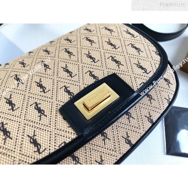 Saint Laurent Monogram Canvas All Over Logo Small Satchel Shoulder Bag 585005 Beige 2019 (KTSD-9072526)