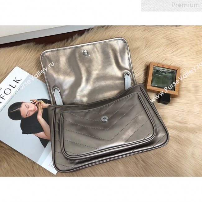 Saint Laurent Medium Niki Chain Bag in Vintage Leather 498894 Antique Silver 2019 (KTSD-9072528)