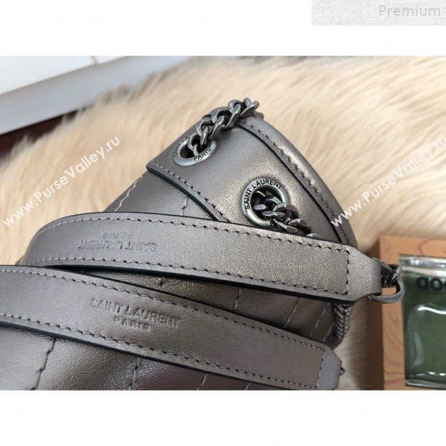 Saint Laurent Baby Niki Chain Bag in Vintage Leather 533037 Antique Silver 2019 (KTSD-9072529)
