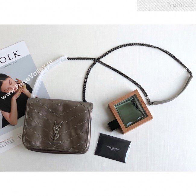 Saint Laurent Niki Chain Wallet WOC in Vintage Leather 583103 Antique Silver 2019 (KTSD-9072530)