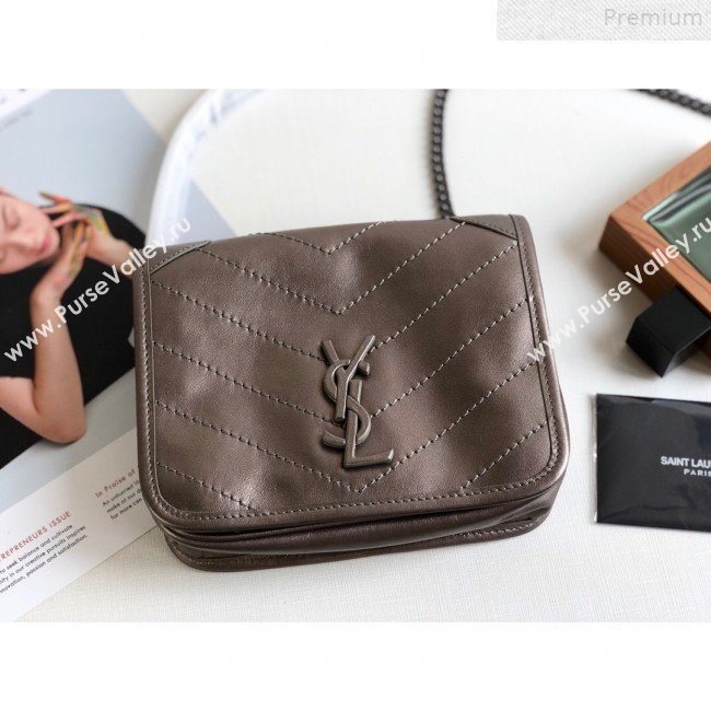 Saint Laurent Niki Chain Wallet WOC in Vintage Leather 583103 Antique Silver 2019 (KTSD-9072530)