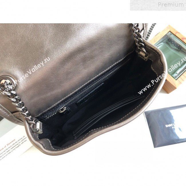 Saint Laurent Niki Chain Wallet WOC in Vintage Leather 583103 Antique Silver 2019 (KTSD-9072530)
