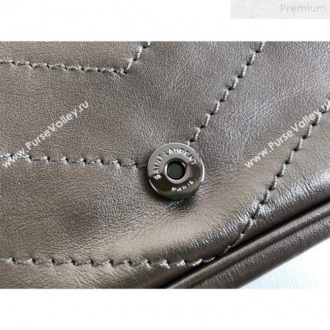 Saint Laurent Niki Chain Wallet WOC in Vintage Leather 583103 Antique Silver 2019 (KTSD-9072530)