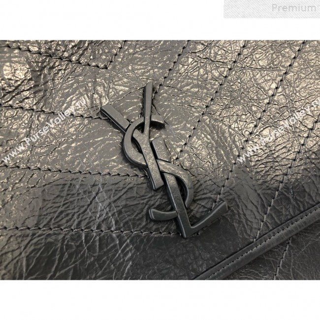 Saint Laurent Large Niki Chain Bag in Waxed Crinkled Vintage Leather 498830 Blue-Grey 2019 (KTSD-9072532)