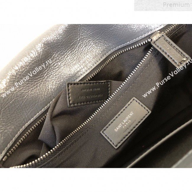 Saint Laurent Large Niki Chain Bag in Waxed Crinkled Vintage Leather 498830 Blue-Grey 2019 (KTSD-9072532)