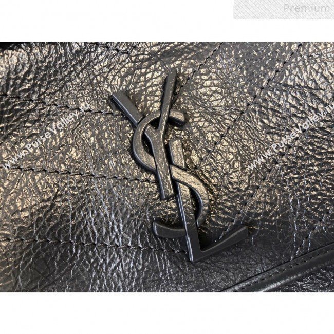 Saint Laurent Medium Niki Chain Bag in Waxed Crinkled Vintage Leather 498894 Blue-Grey 2019 (KTSD-9072533)