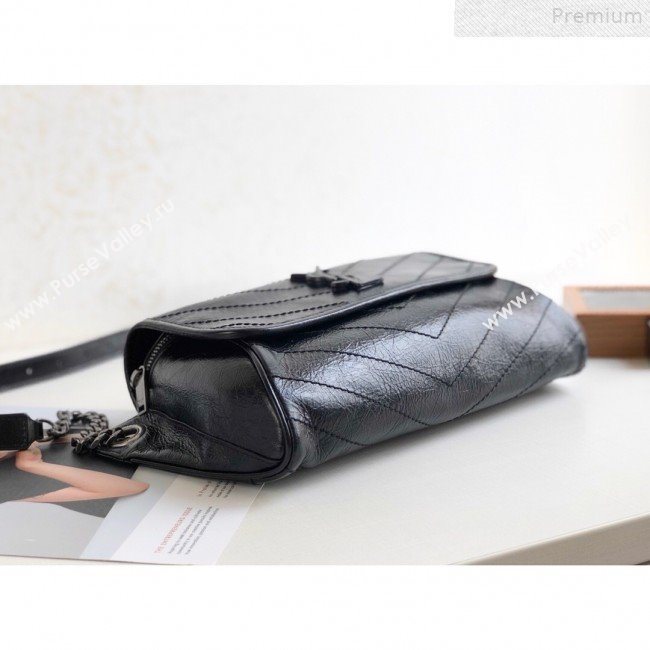 Saint Laurent Niki Body Belt Bag in Waxed Crinkled Vintage Leather 577124 Black 2019 (KTSD-9072536)