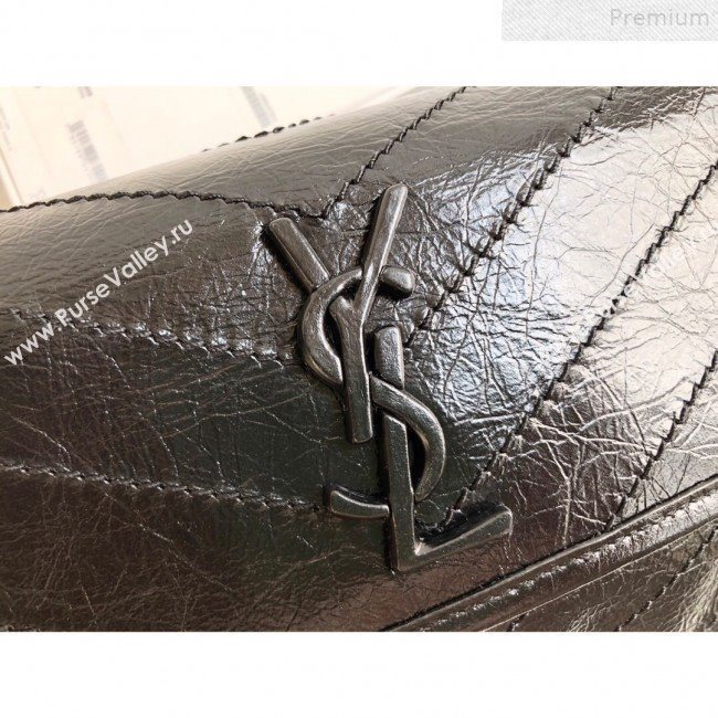 Saint Laurent Niki Body Belt Bag in Waxed Crinkled Vintage Leather 577124 Black 2019 (KTSD-9072536)