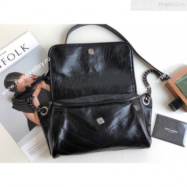 Saint Laurent Niki Body Belt Bag in Waxed Crinkled Vintage Leather 577124 Black 2019 (KTSD-9072536)