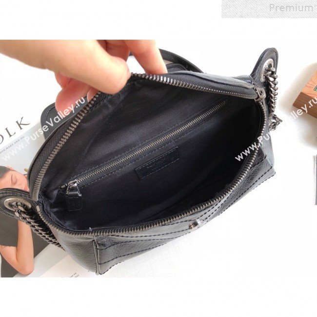 Saint Laurent Niki Body Belt Bag in Waxed Crinkled Vintage Leather 577124 Black 2019 (KTSD-9072536)