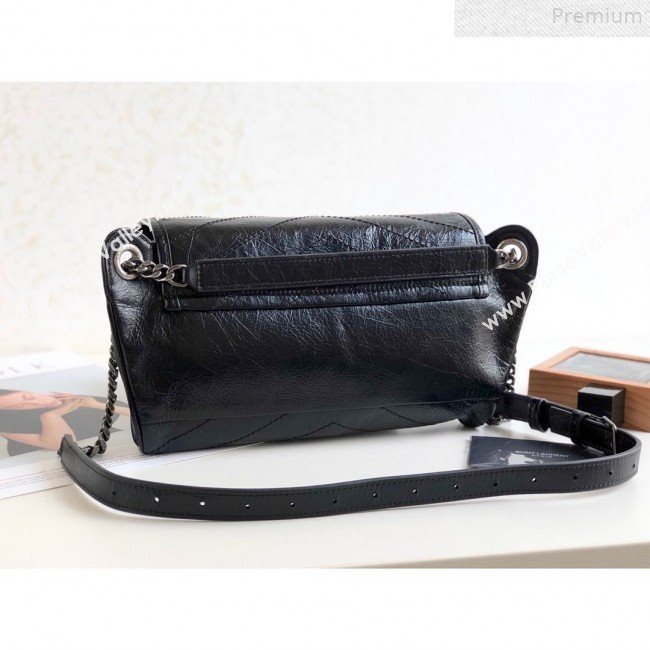 Saint Laurent Niki Body Belt Bag in Waxed Crinkled Vintage Leather 577124 Black 2019 (KTSD-9072536)