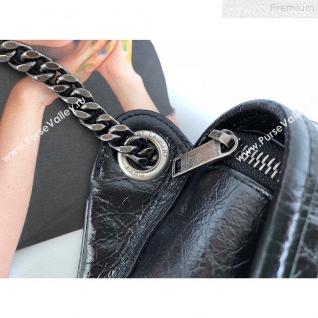 Saint Laurent Niki Body Belt Bag in Waxed Crinkled Vintage Leather 577124 Black 2019 (KTSD-9072536)