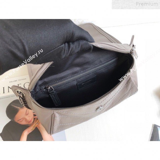 Saint Laurent Niki Body Belt Bag in Waxed Crinkled Vintage Leather 577124 Light Grey 2019 (KTSD-9072537)