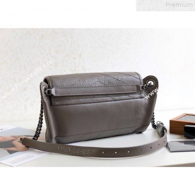 Saint Laurent Niki Body Belt Bag in Waxed Crinkled Vintage Leather 577124 Light Grey 2019 (KTSD-9072537)