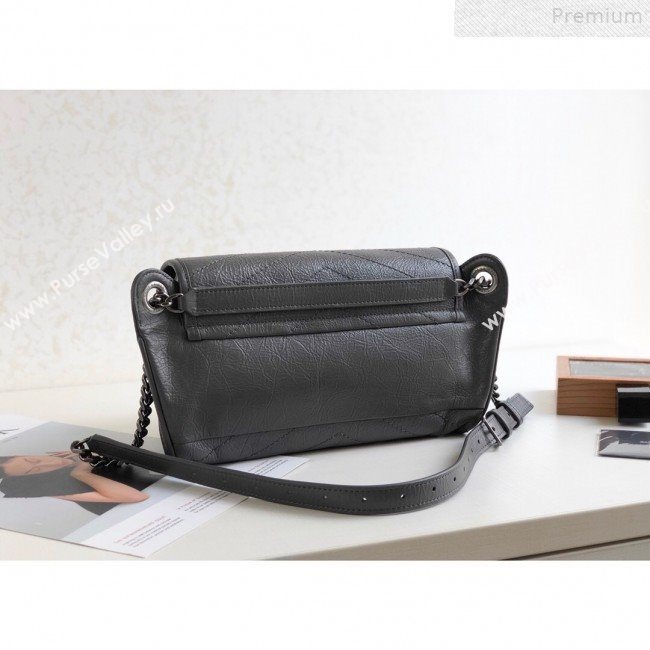 Saint Laurent Niki Body Belt Bag in Waxed Crinkled Vintage Leather 577124 Dark Grey 2019 (KTSD-9072538)