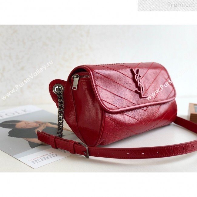 Saint Laurent Niki Body Belt Bag in Waxed Crinkled Vintage Leather 577124 Red 2019 (KTSD-9072539)