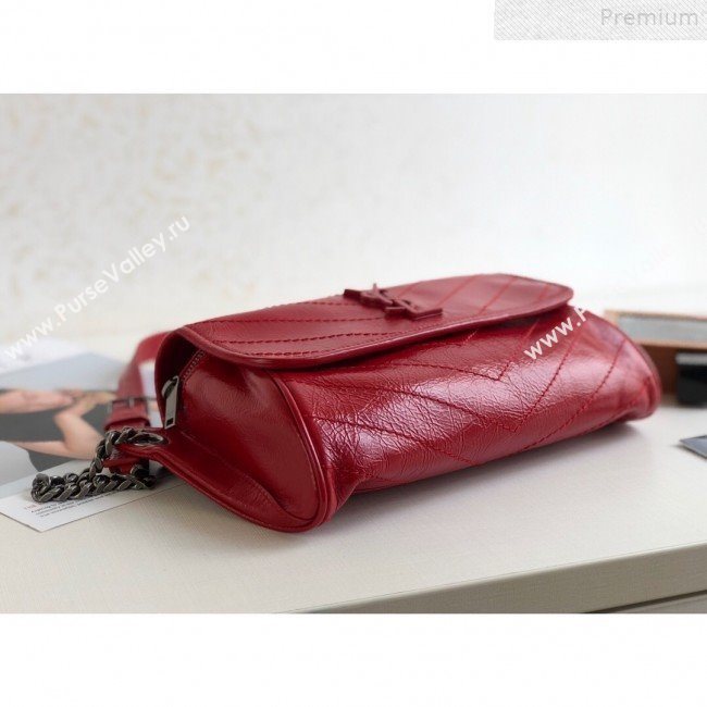 Saint Laurent Niki Body Belt Bag in Waxed Crinkled Vintage Leather 577124 Red 2019 (KTSD-9072539)