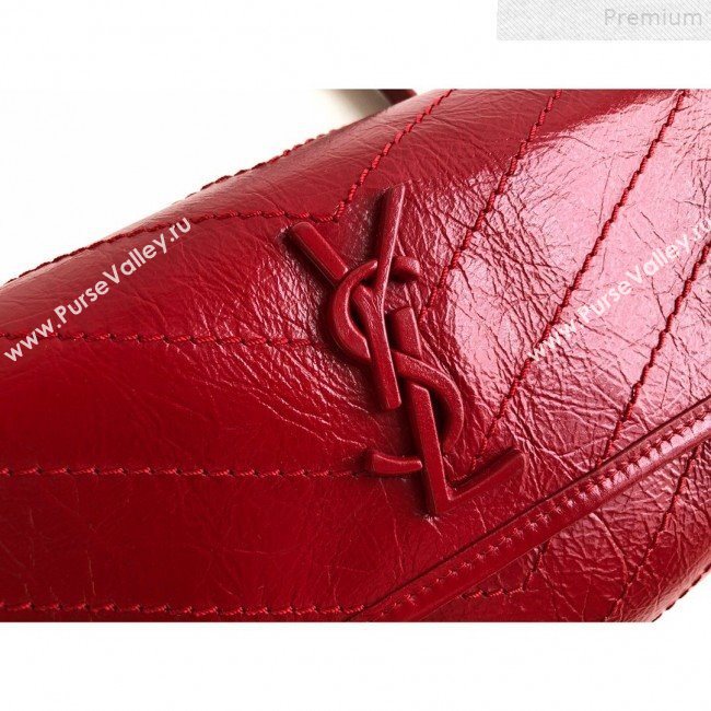 Saint Laurent Niki Body Belt Bag in Waxed Crinkled Vintage Leather 577124 Red 2019 (KTSD-9072539)