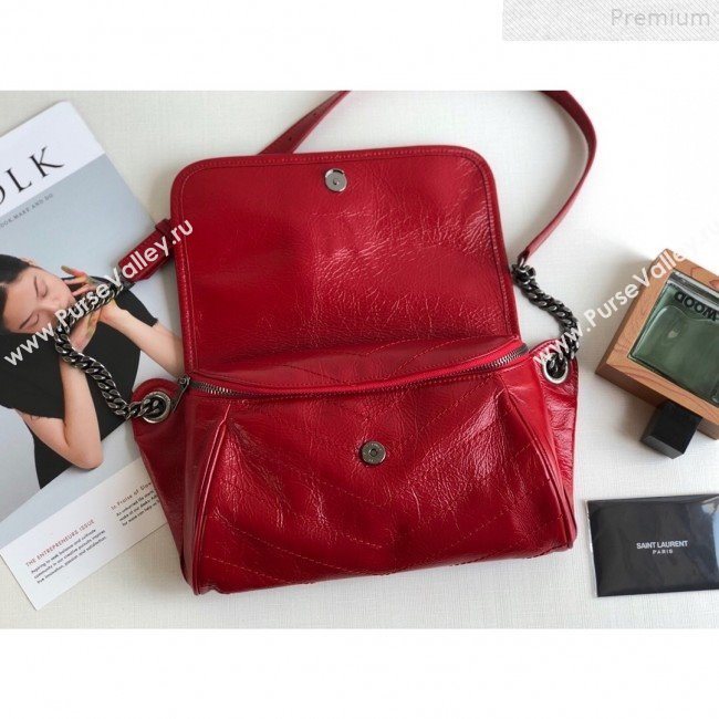 Saint Laurent Niki Body Belt Bag in Waxed Crinkled Vintage Leather 577124 Red 2019 (KTSD-9072539)