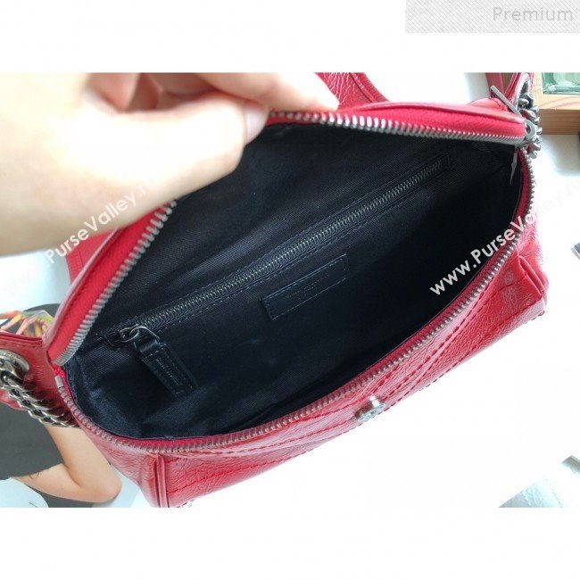 Saint Laurent Niki Body Belt Bag in Waxed Crinkled Vintage Leather 577124 Red 2019 (KTSD-9072539)