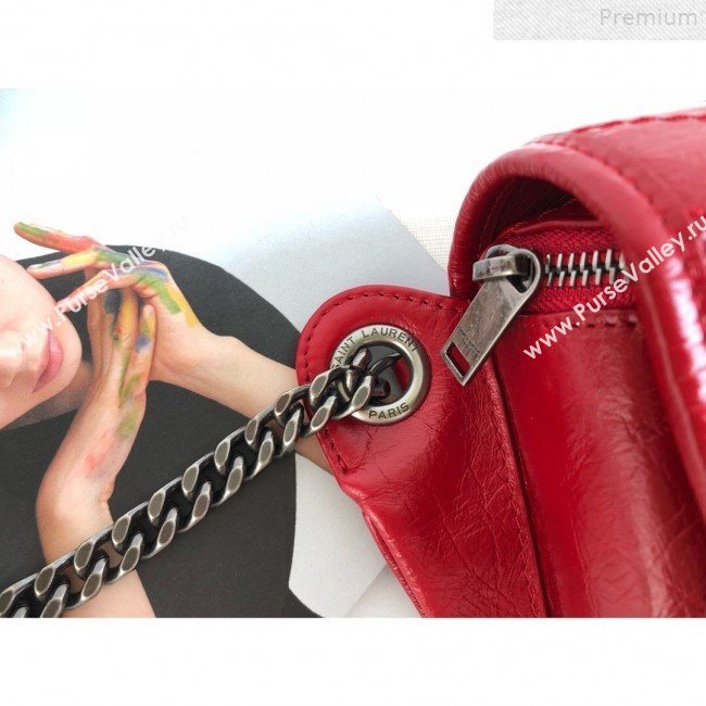 Saint Laurent Niki Body Belt Bag in Waxed Crinkled Vintage Leather 577124 Red 2019 (KTSD-9072539)