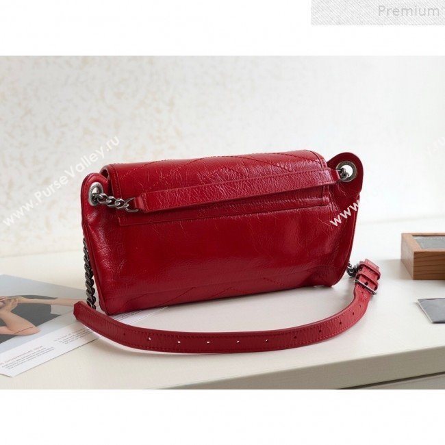 Saint Laurent Niki Body Belt Bag in Waxed Crinkled Vintage Leather 577124 Red 2019 (KTSD-9072539)