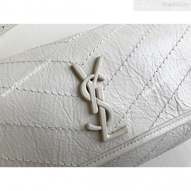 Saint Laurent Niki Body Belt Bag in Waxed Crinkled Vintage Leather 577124 White 2019 (KTSD-9072541)