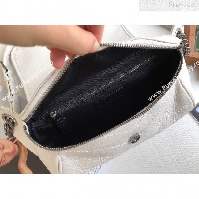 Saint Laurent Niki Body Belt Bag in Waxed Crinkled Vintage Leather 577124 White 2019 (KTSD-9072541)