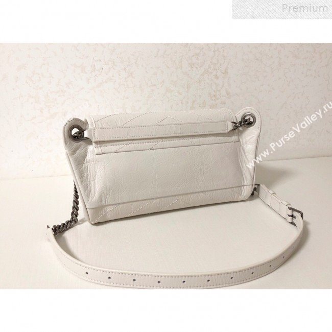 Saint Laurent Niki Body Belt Bag in Waxed Crinkled Vintage Leather 577124 White 2019 (KTSD-9072541)
