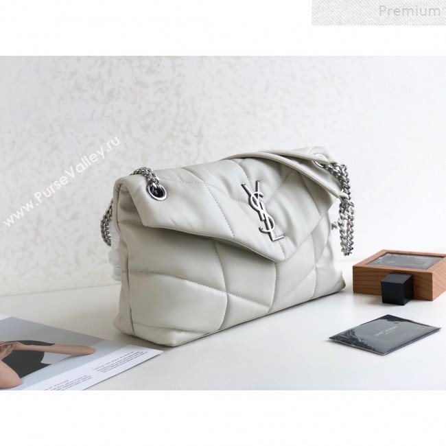 Saint Laurent Loulou Puffer Small Shoulder Bag in Quilted Lambskin 577476 White 2019 (KTSD-9072543)