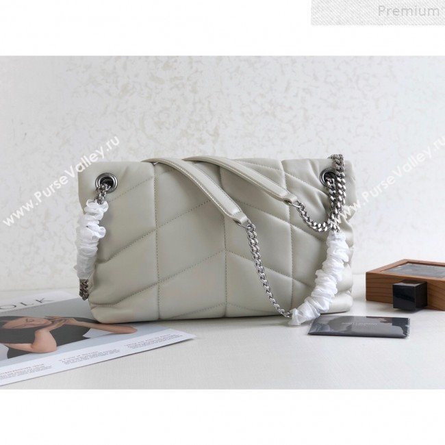 Saint Laurent Loulou Puffer Small Shoulder Bag in Quilted Lambskin 577476 White 2019 (KTSD-9072543)