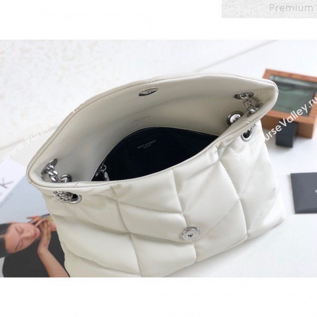 Saint Laurent Loulou Puffer Small Shoulder Bag in Quilted Lambskin 577476 White 2019 (KTSD-9072543)