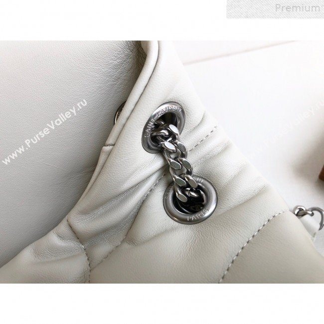 Saint Laurent Loulou Puffer Small Shoulder Bag in Quilted Lambskin 577476 White 2019 (KTSD-9072543)
