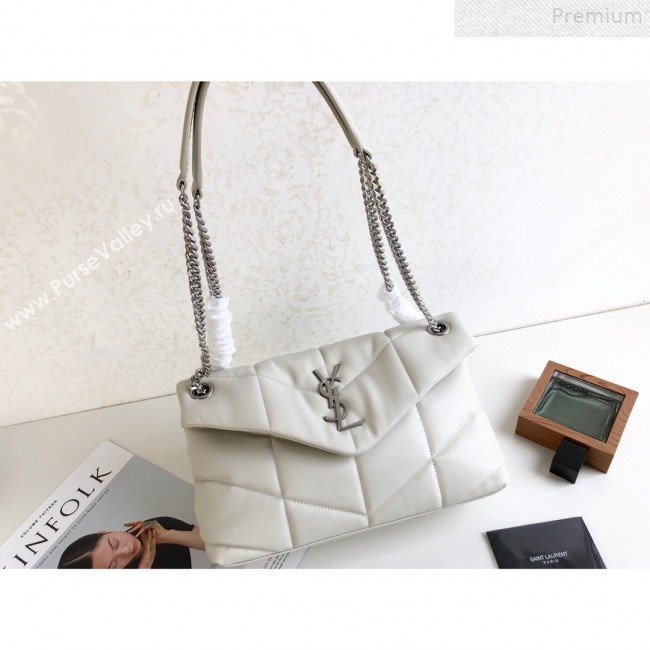 Saint Laurent Loulou Puffer Small Shoulder Bag in Quilted Lambskin 577476 White 2019 (KTSD-9072543)