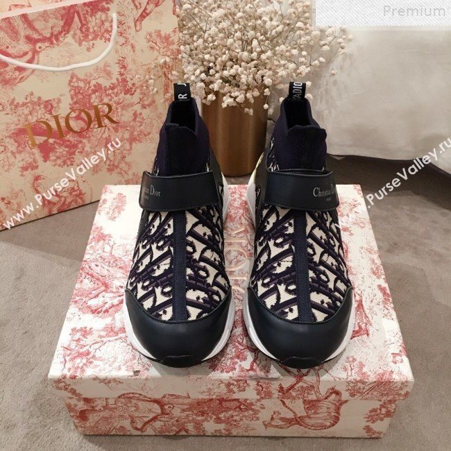 Dior WalknDior Oblique Canvas Mid-top Slip-on Band Sneaker Black 2019 (KL-9072712)