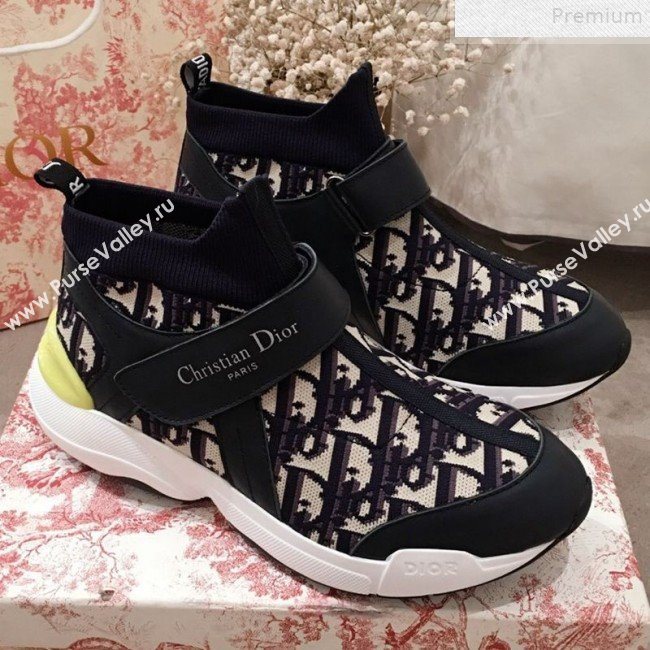 Dior WalknDior Oblique Canvas Mid-top Slip-on Band Sneaker Black 2019 (KL-9072712)