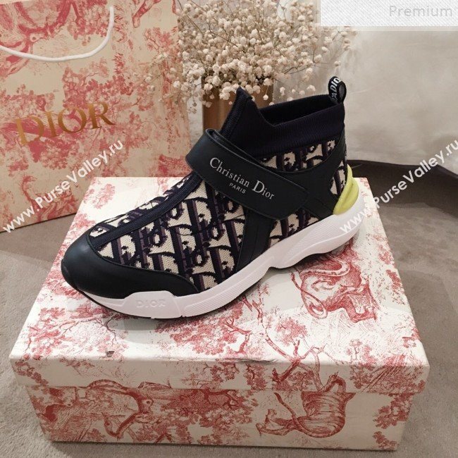 Dior WalknDior Oblique Canvas Mid-top Slip-on Band Sneaker Black 2019 (KL-9072712)