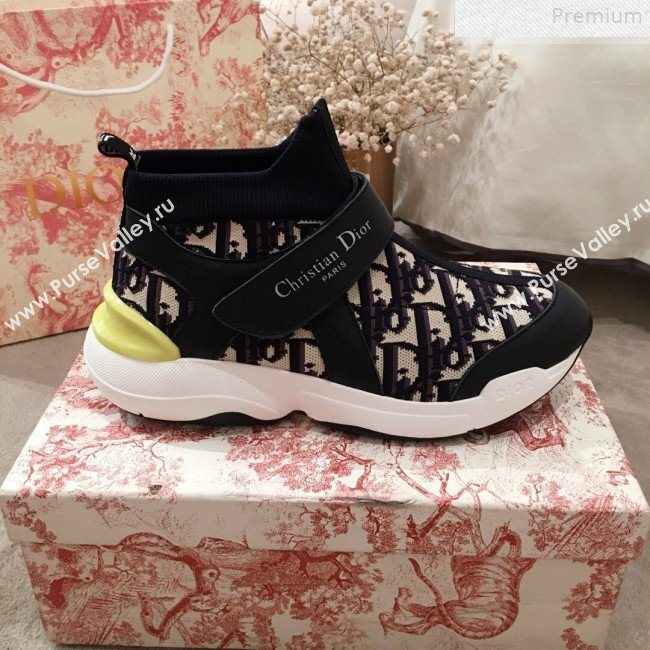 Dior WalknDior Oblique Canvas Mid-top Slip-on Band Sneaker Black 2019 (KL-9072712)