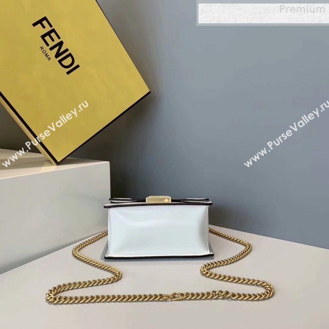 Fendi Kan U Small Vintage Calfskin Embossed Corners Flap Bag White 2019 (Top Quality) (CL-9072973)