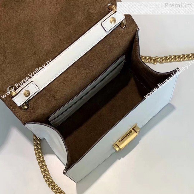 Fendi Kan U Small Vintage Calfskin Embossed Corners Flap Bag White 2019 (Top Quality) (CL-9072973)