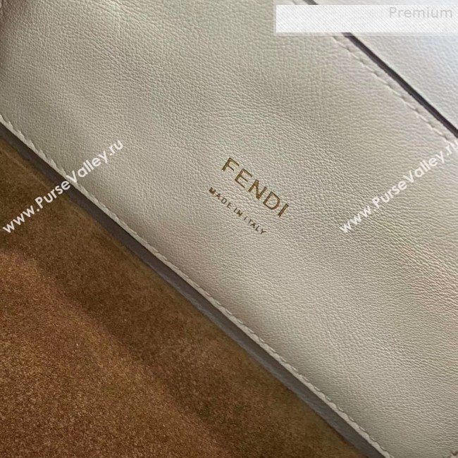 Fendi Kan U Small Vintage Calfskin Embossed Corners Flap Bag White 2019 (Top Quality) (CL-9072973)