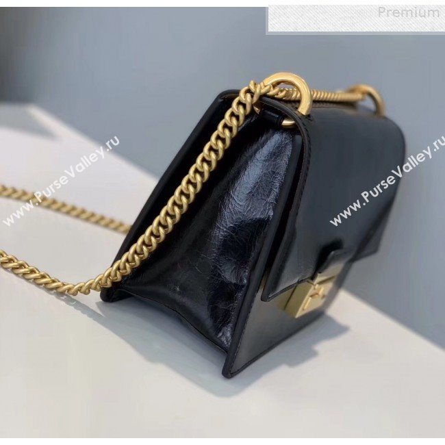 Fendi Kan U Small Vintage Calfskin Embossed Corners Flap Bag Black 2019 (Top Quality) (CL-9072974)