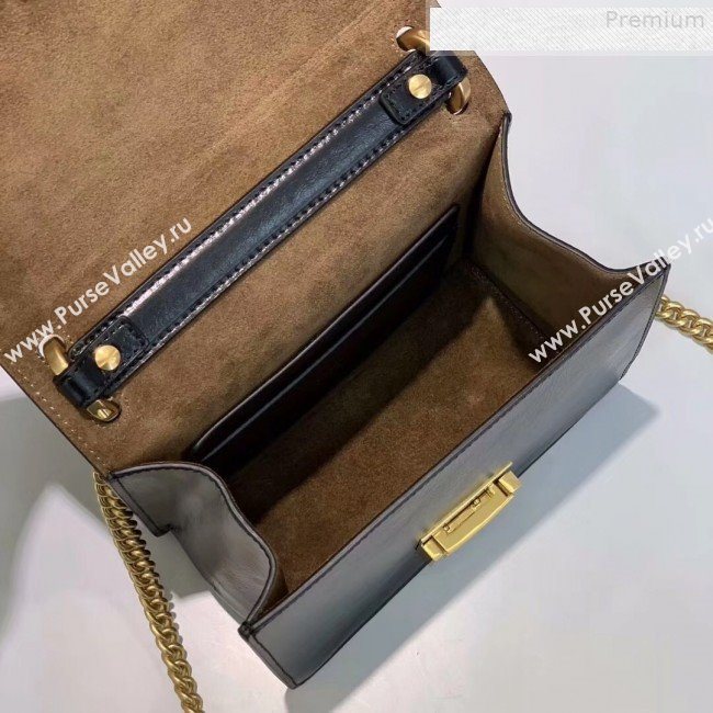 Fendi Kan U Small Vintage Calfskin Embossed Corners Flap Bag Black 2019 (Top Quality) (CL-9072974)
