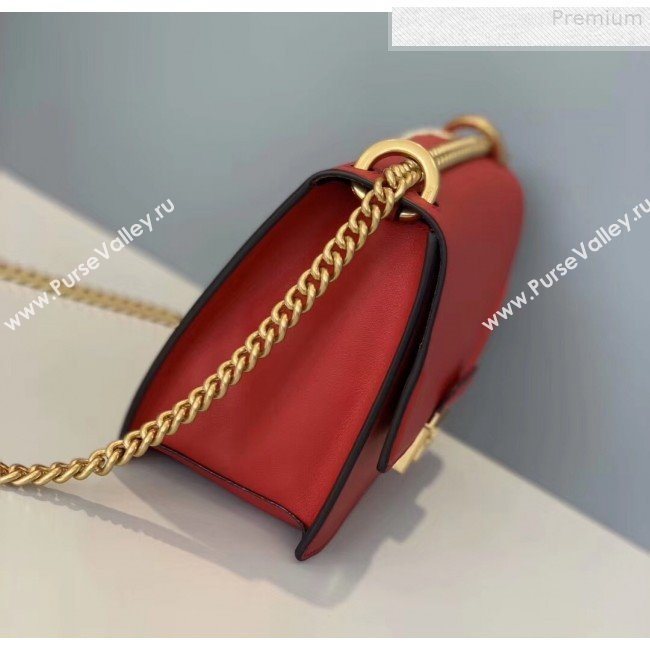 Fendi Kan U Small Matte Calfskin Embossed Corners Flap Bag Red 2019 (Top Quality) (CL-9072976)