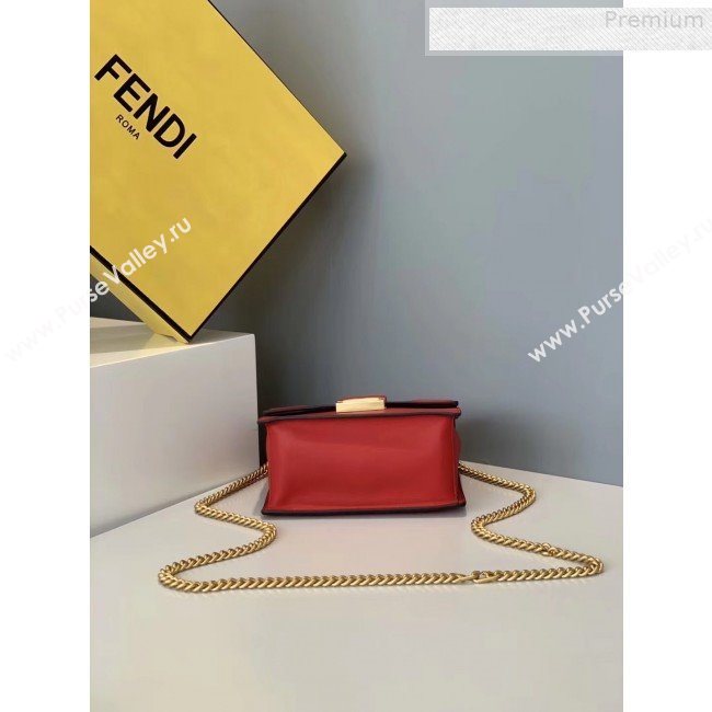 Fendi Kan U Small Matte Calfskin Embossed Corners Flap Bag Red 2019 (Top Quality) (CL-9072976)