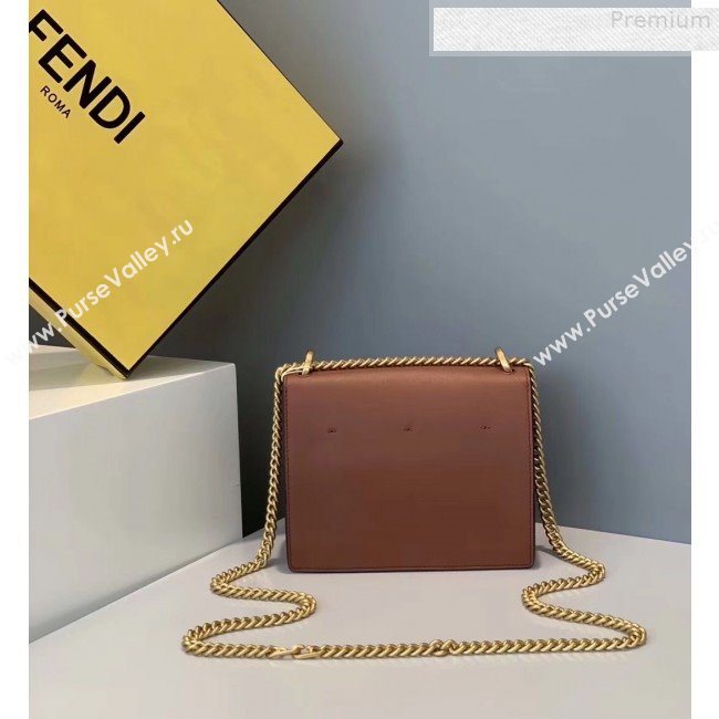 Fendi Kan U Small Matte Calfskin Embossed Corners Flap Bag Brown 2019 (Top Quality) (CL-9072978)