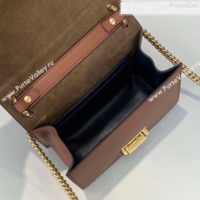 Fendi Kan U Small Matte Calfskin Embossed Corners Flap Bag Brown 2019 (Top Quality) (CL-9072978)