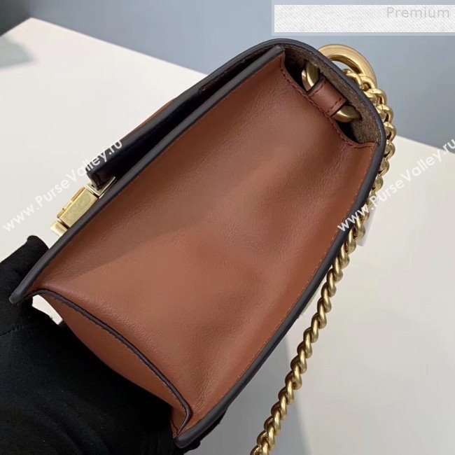 Fendi Kan U Small Matte Calfskin Embossed Corners Flap Bag Brown 2019 (Top Quality) (CL-9072978)